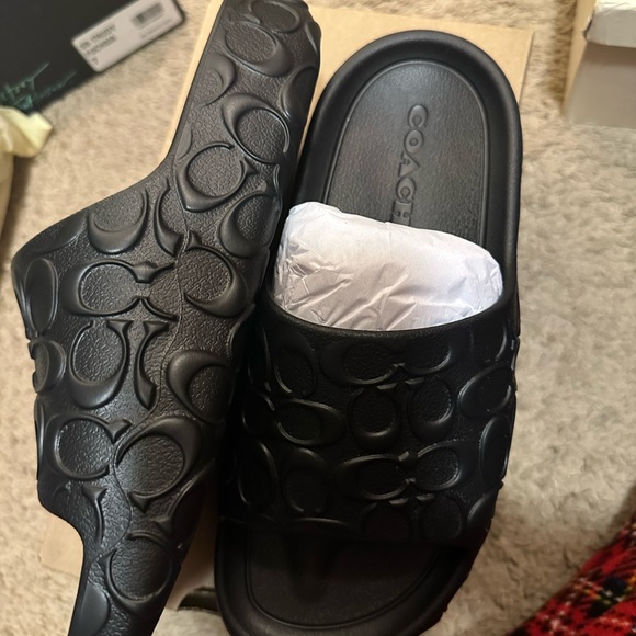 Coach Embossed Black Slides - Picture 3 of 5